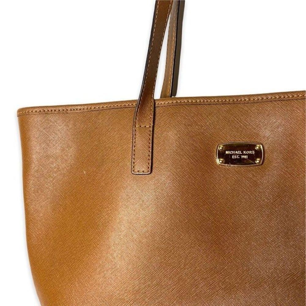 Michael Kors Jet Set Medium Sarriano Brown Travel Tote Bag Leather Shoulder Bag - Picture 4 of 9